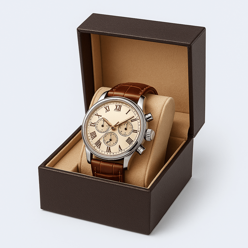 Luxury Brown Leather Chronograph Watch